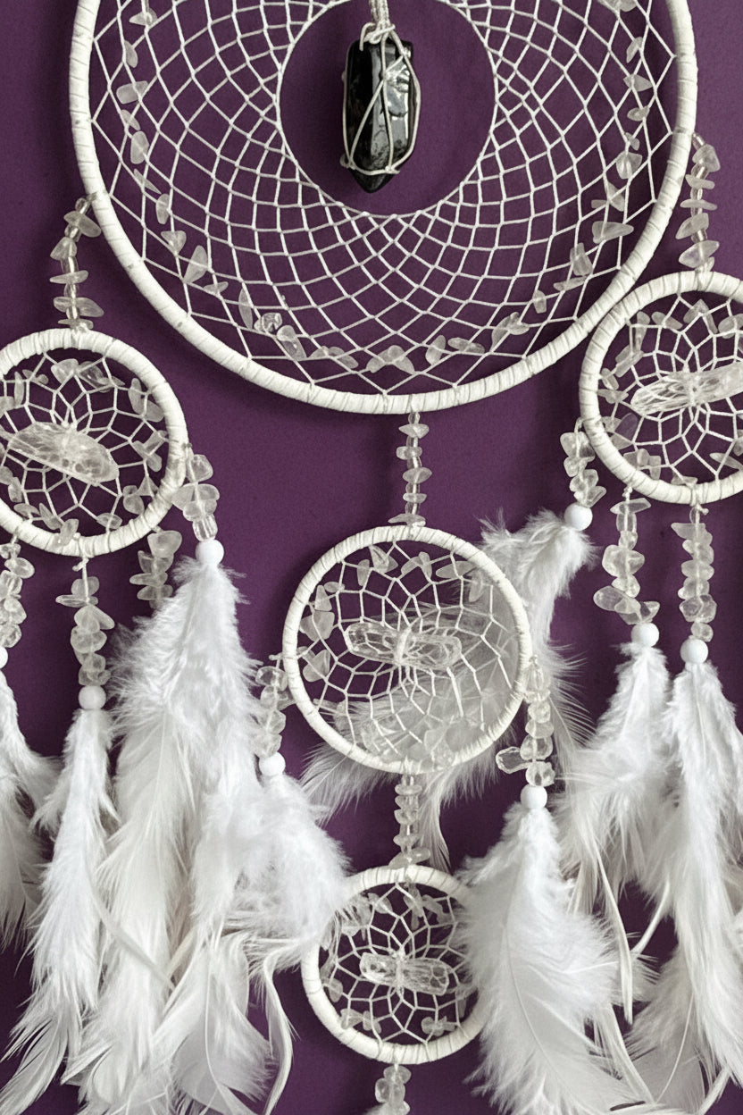 White with Black tourmaline Dreamcatcher