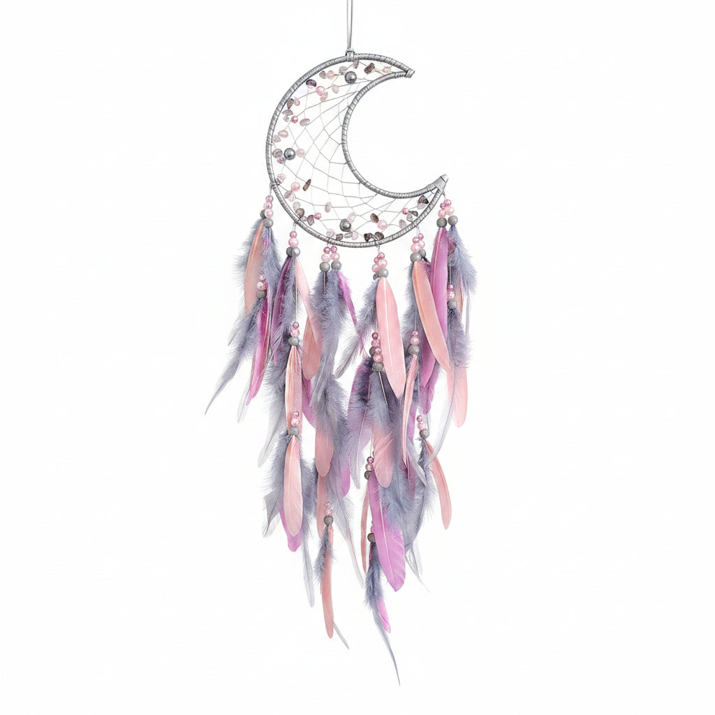 Pink and Silver Moon Dreamcatcher