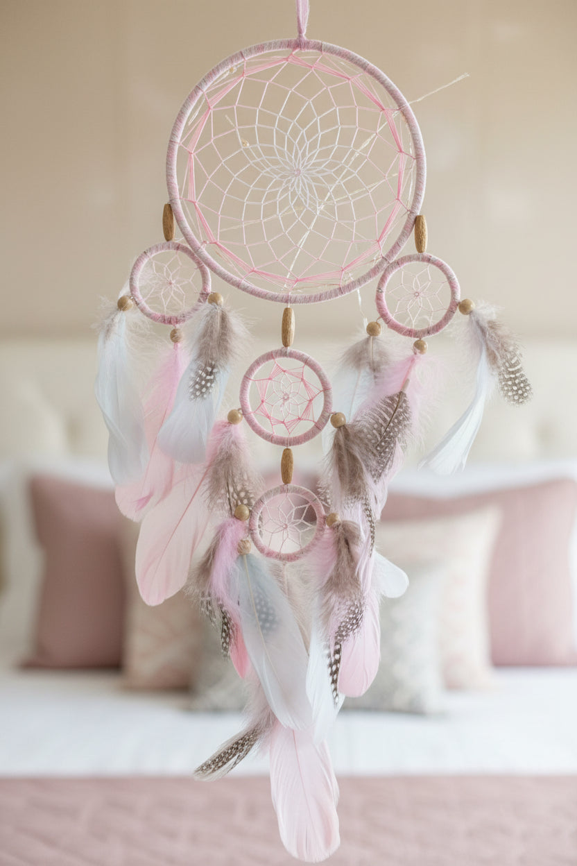 Pink and white Light Up Dreamcatcher