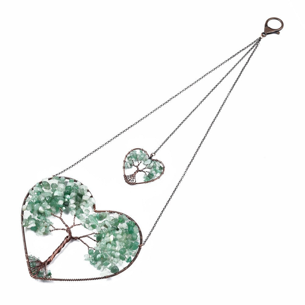 Green Aventurine Double Heart Decoration