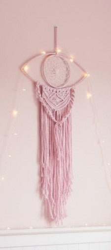 Pink Macramé Evil Eye Dreamcatcher