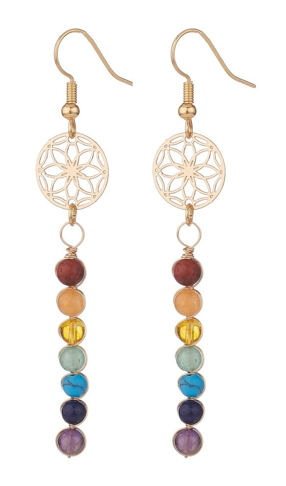 Gold Chakra Single Dangle Earrings
