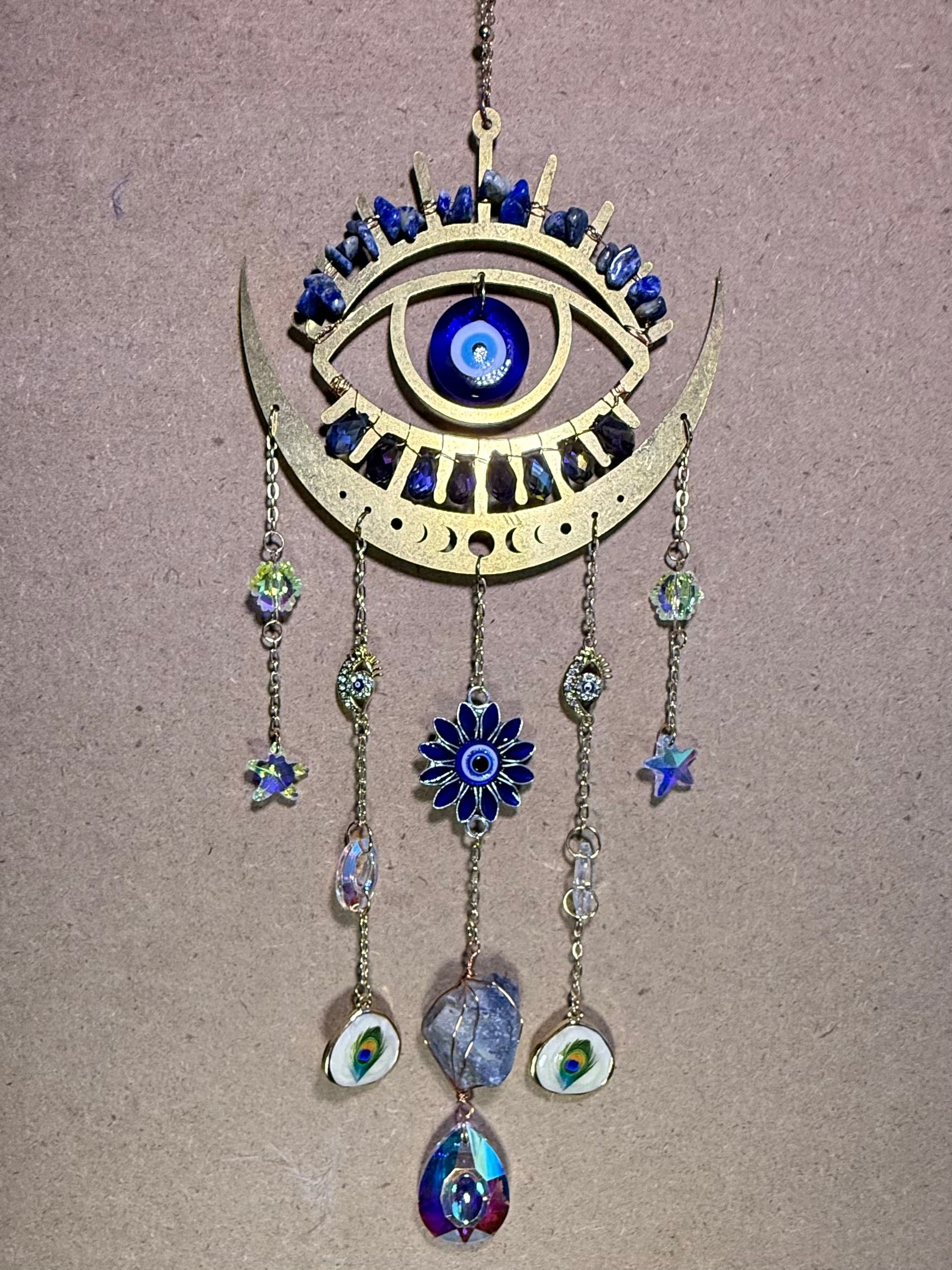 Large lapis Evil Eye suncatcher