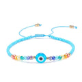 Evil Eye Glass Braided Bracelet - Cyan