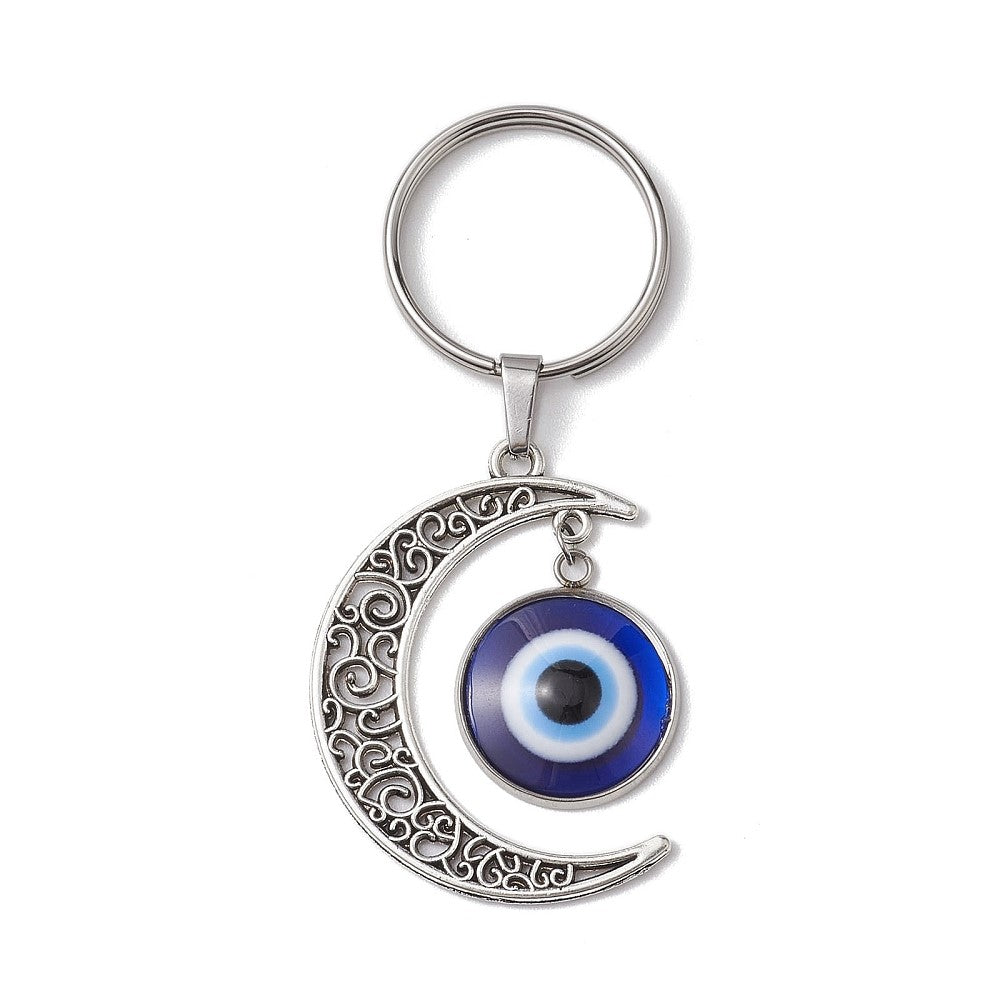 Moon with Evil Eye Keychain