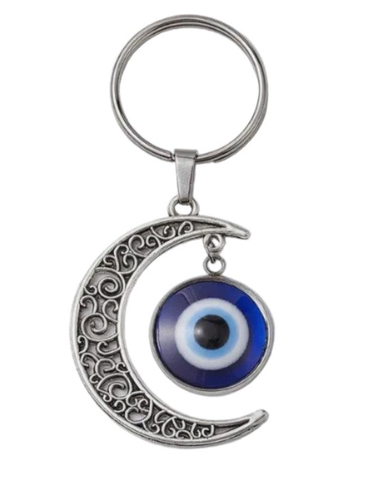 Moon with Evil Eye Keychain
