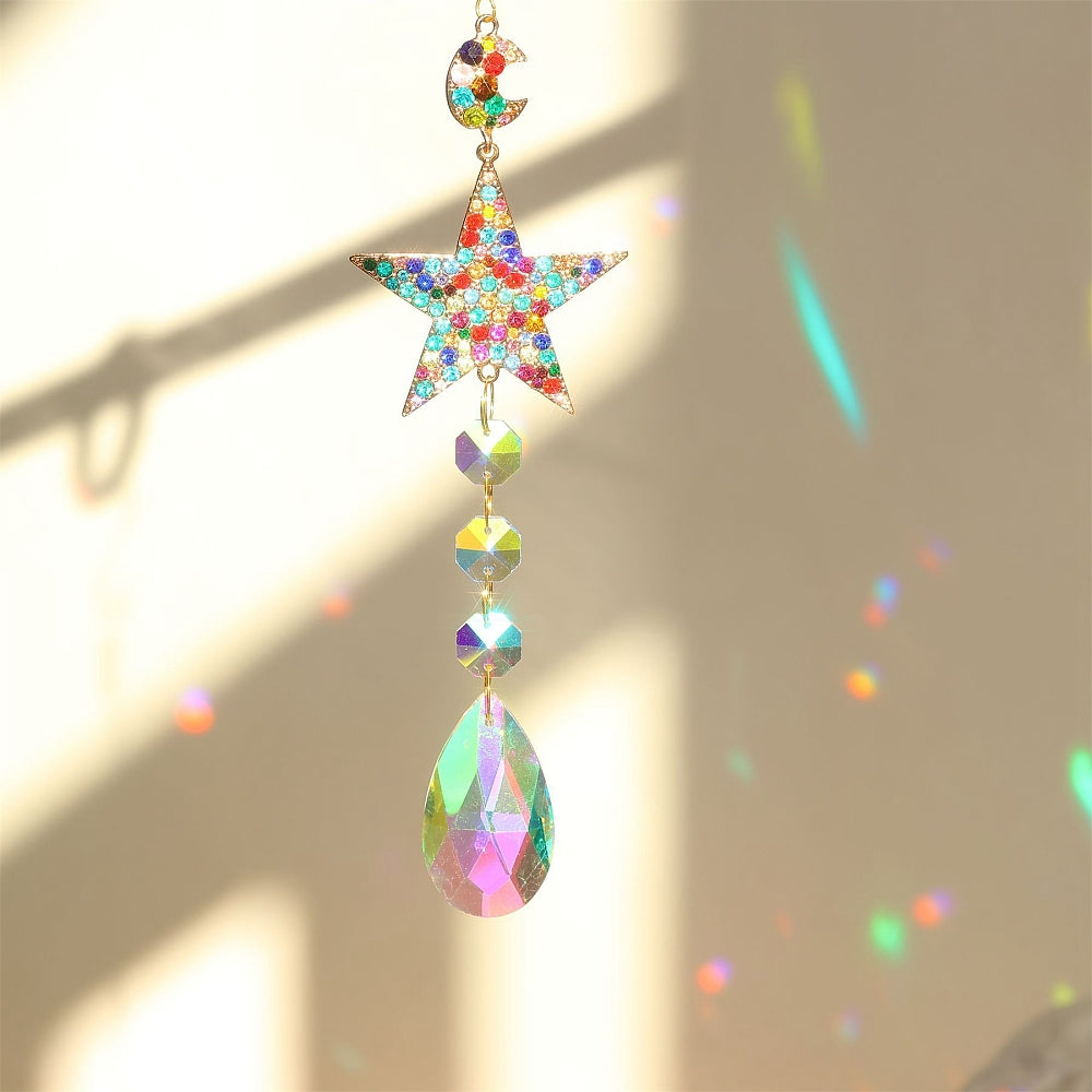 Rhinestone Moon and Star Suncatcher