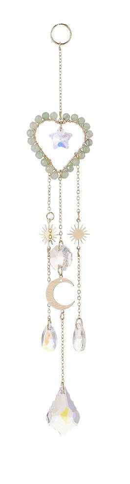 Green Aventurine Heart Celestial Suncatcher