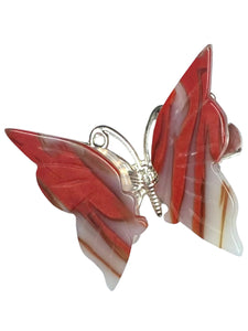 Red Agate Halo Butterfly Clips