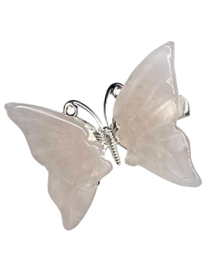 Rose Quartz Halo Butterfly Clips