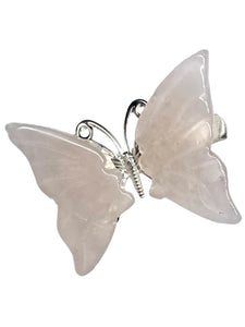 Rose Quartz Halo Butterfly Clips