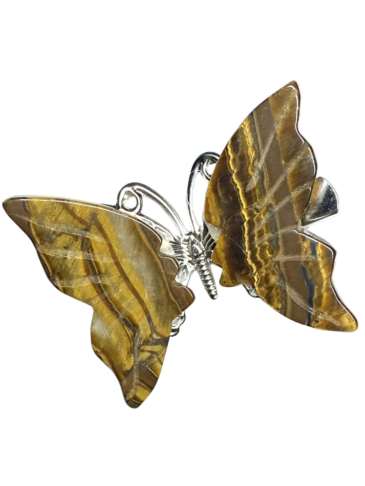 Gold Tiger's Eye Butterfly Hair Clip