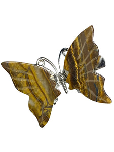 Gold Tiger Eye Halo Butterfly Clips