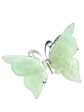 Green Aventurine Halo Butterfly Clips