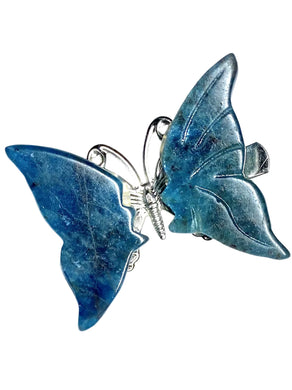 Blue Apatite Halo Butterfly Clips