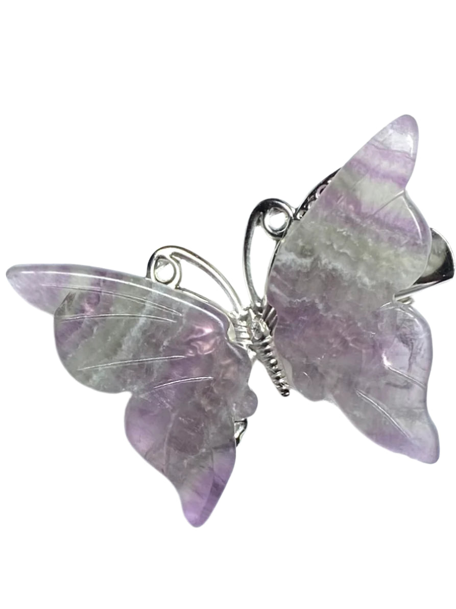 Rainbow Fluorite Halo Butterfly clips