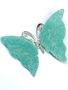 Amazonite Halo Butterfly clips