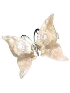 Cherry Flower Agate Halo Butterfly clips