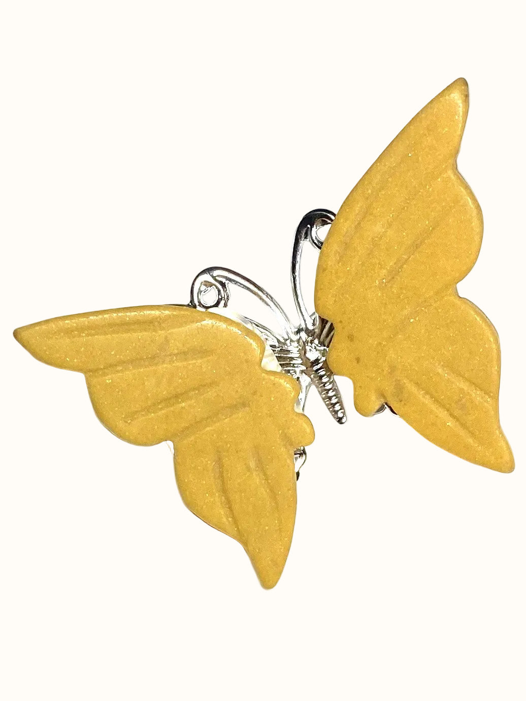 Yellow jade Butterfly Hair Clip