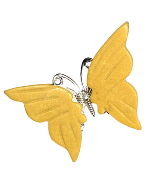 Yellow Jade Halo Butterfly clips