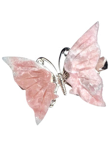 Pink Aventurine Halo Butterfly clips