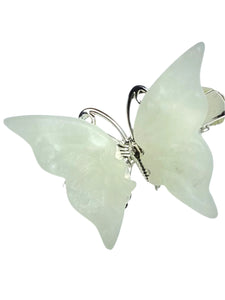 White Jade Halo Butterfly clips