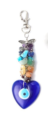 Lampwork Heart Keychain with beads