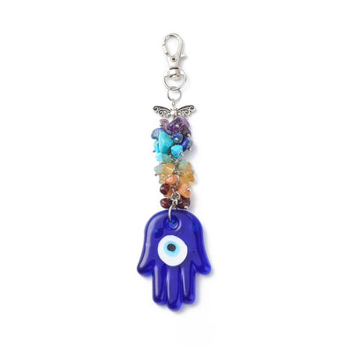 Lampwork Hamsa Keychain with beads