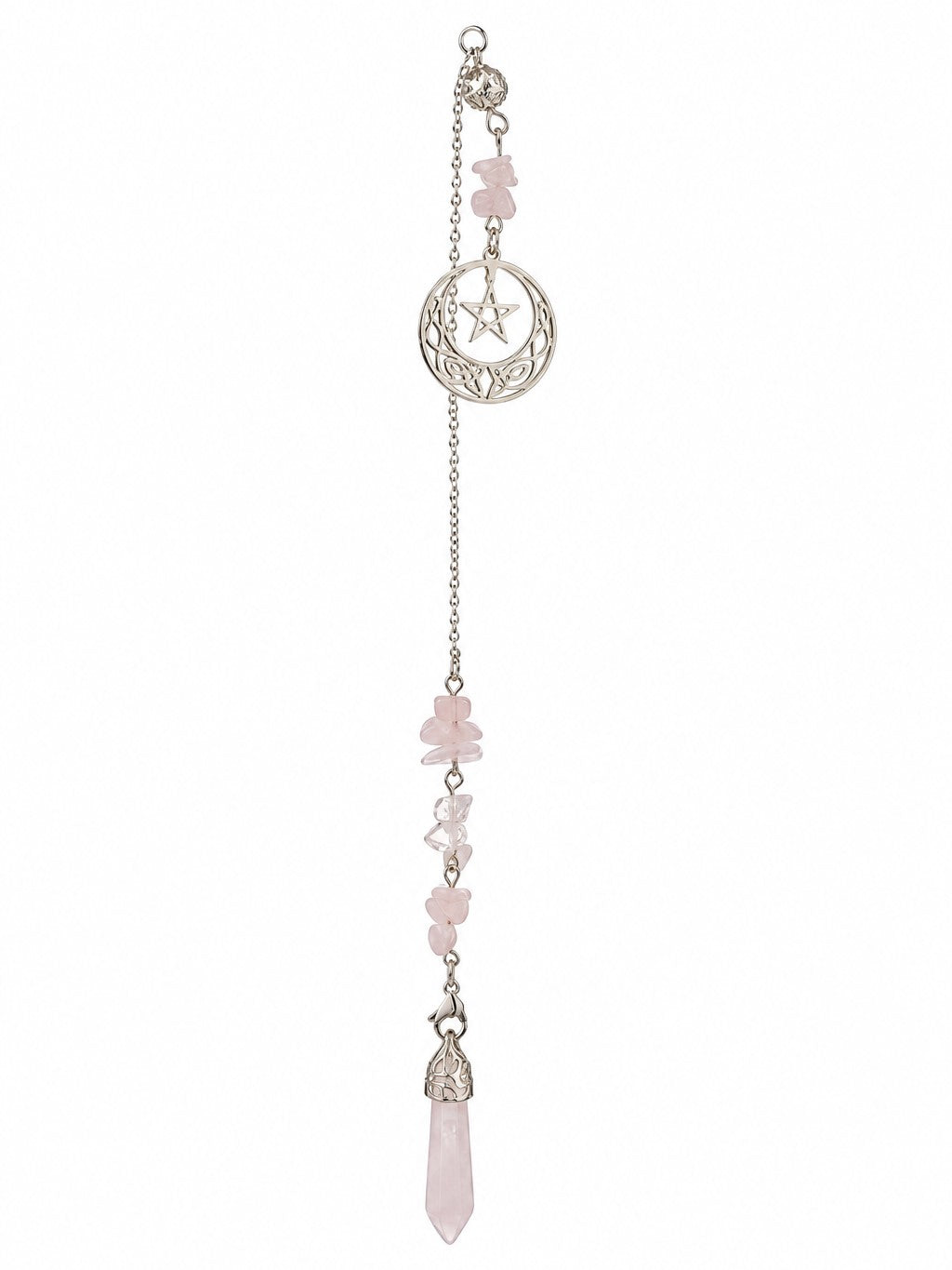 Rose Quartz Moon and Star Pendulum
