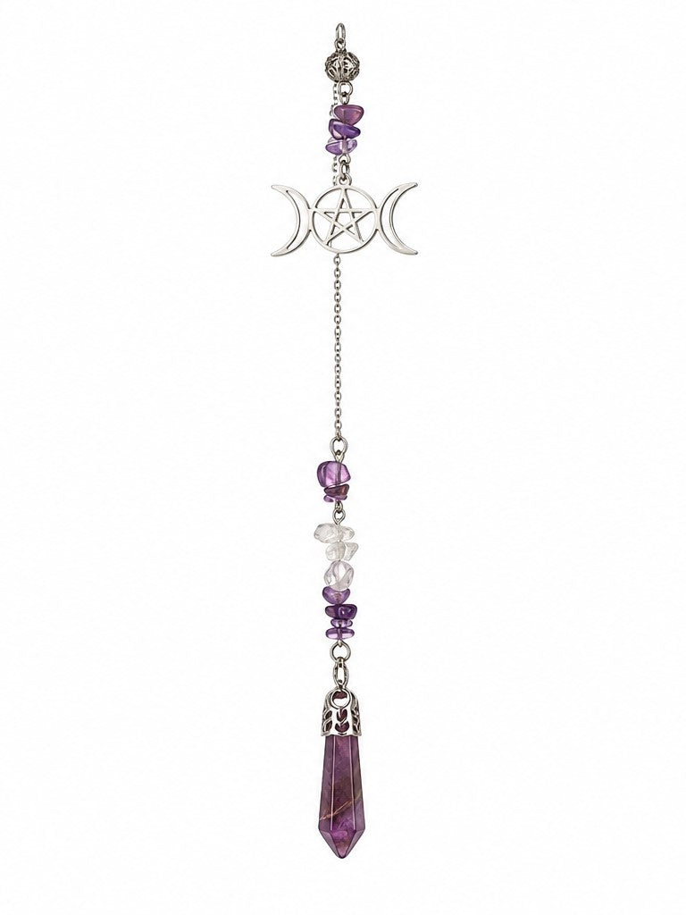 Amethyst Triple Moon Pendulum