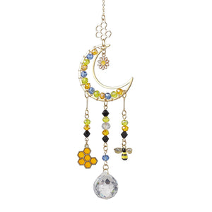 Bee Floral Moon Suncatcher