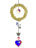 Citrine with Heart Crystal Suncatcher
