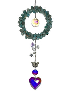 Amazonite with Heart Crystal Suncatcher