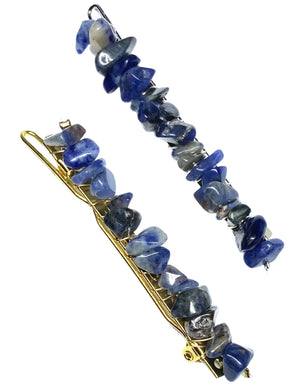 Sodalite Silver Hair Clips