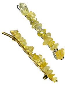 Citrine Silver Hair Clips