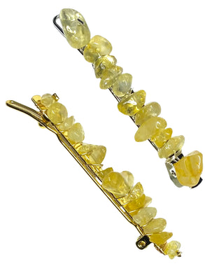 Citrine Gold Hair Clips