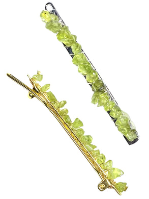 Peridot Gold Hair Clips