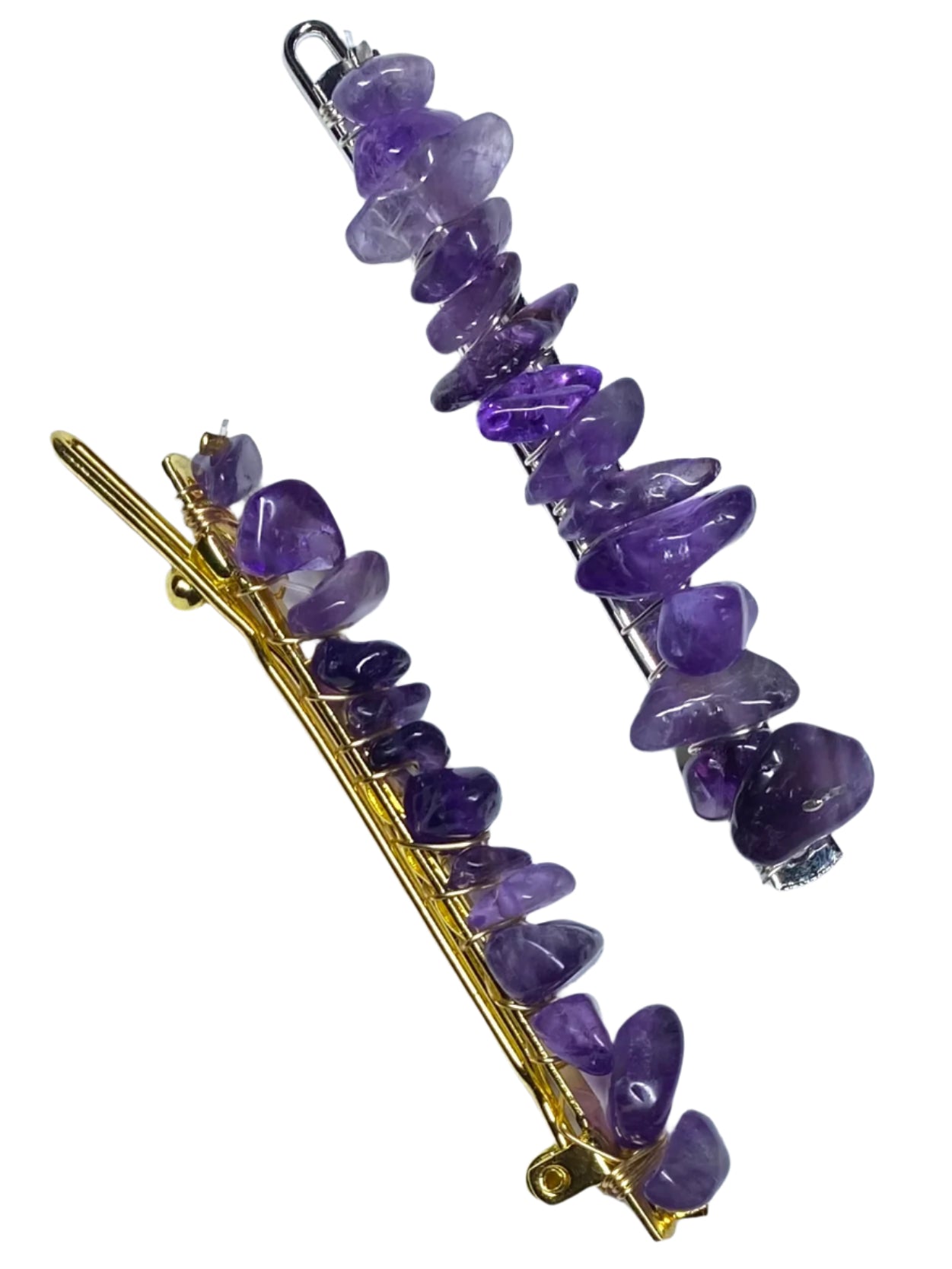 Amethyst Gold Hair Clip