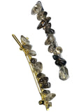 Smokey Quartz Silver Hair Clips