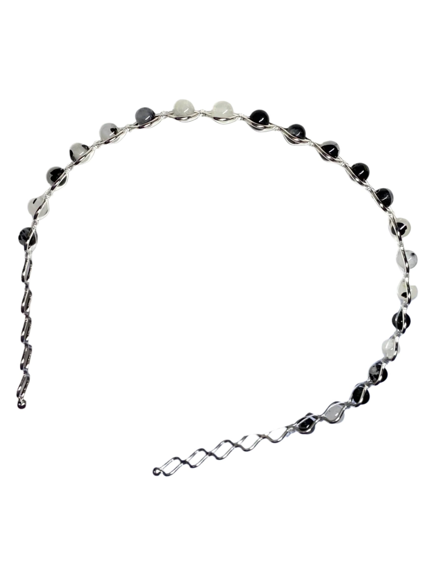 Black Tourmaline in Quartz Beaded Hair Bands