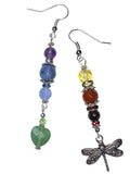 Chakra Earrings with Dragonfly
