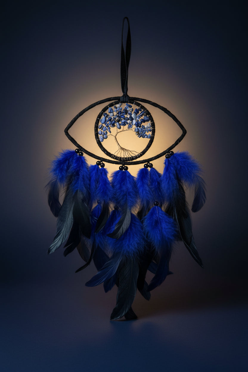 Mini Sodalite Tree Evil Eye Dreamcatcher