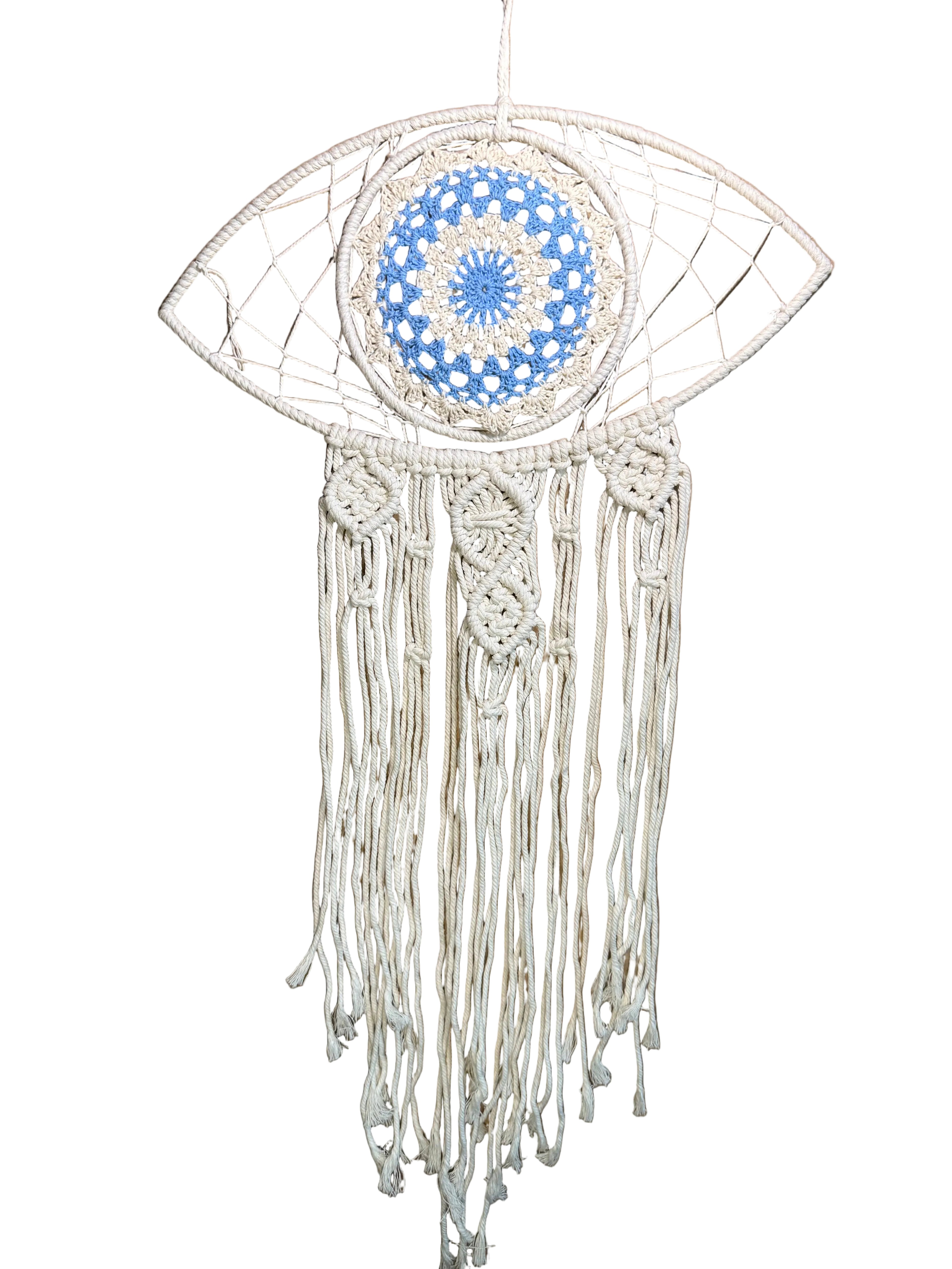 Blue Evil Eye Macramé Dreamcatcher