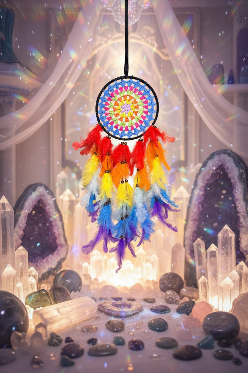Rainbow Macramé Dreamcatcher