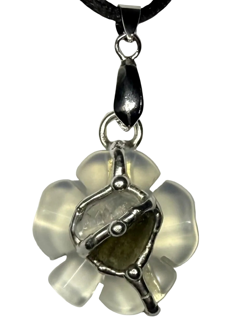 Moldavite Clover Pendant