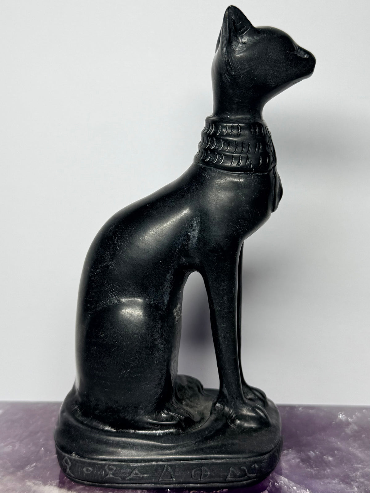 Black Jade Bastet Cat Carving (Medium)