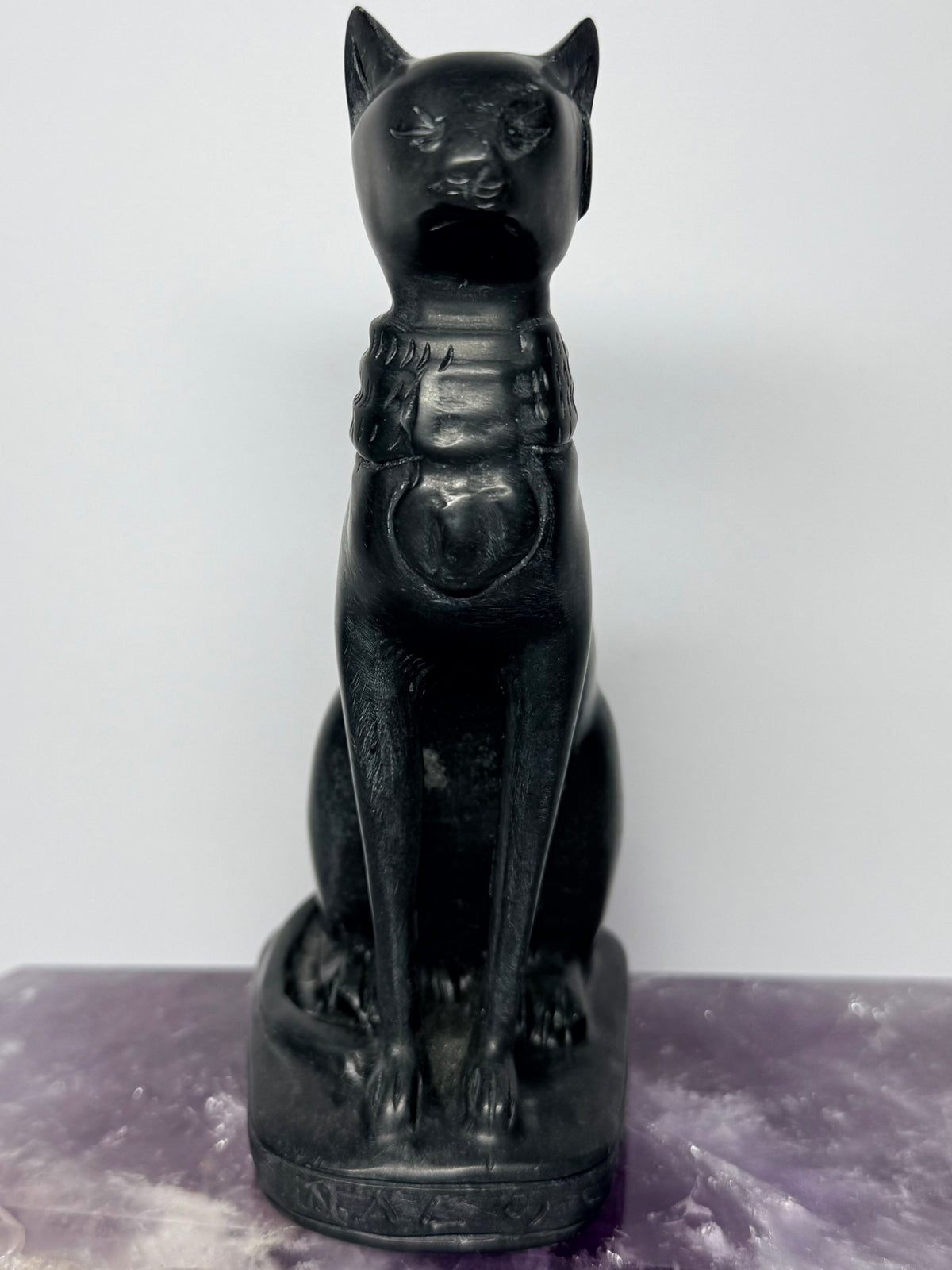Black Jade Bastet Cat Carving (Medium)