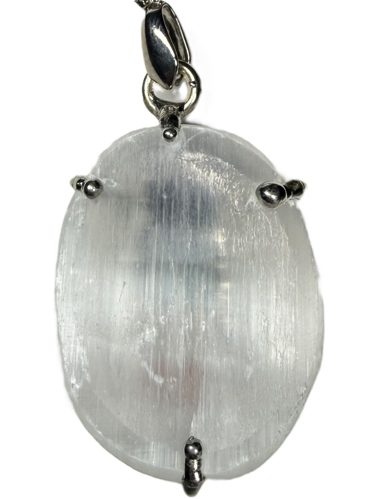 Chakra Selenite Worry Stone Pendant