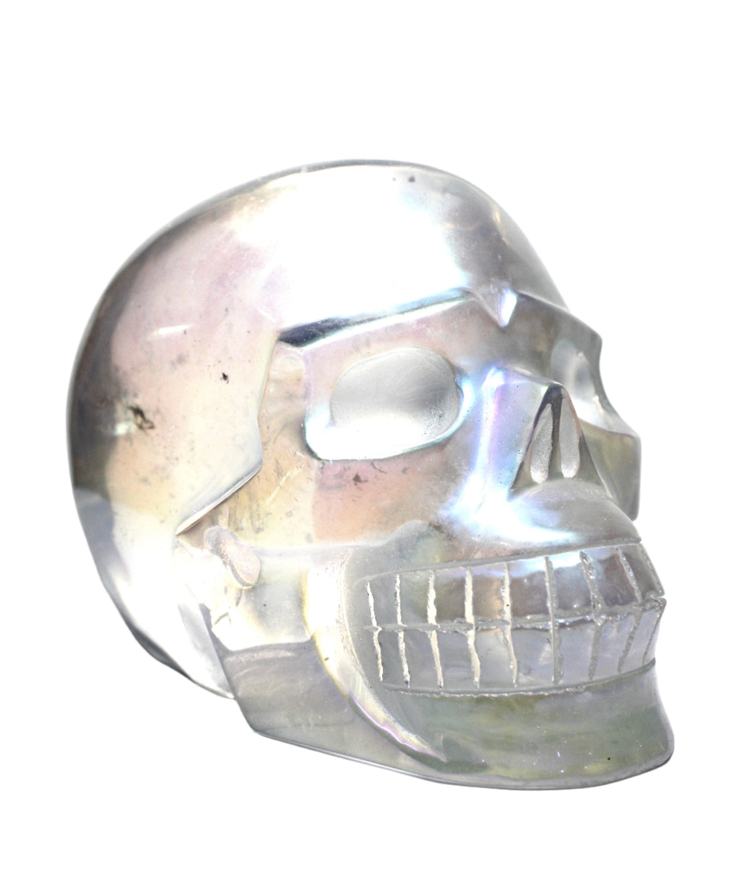 Clear Quartz Aura Skull