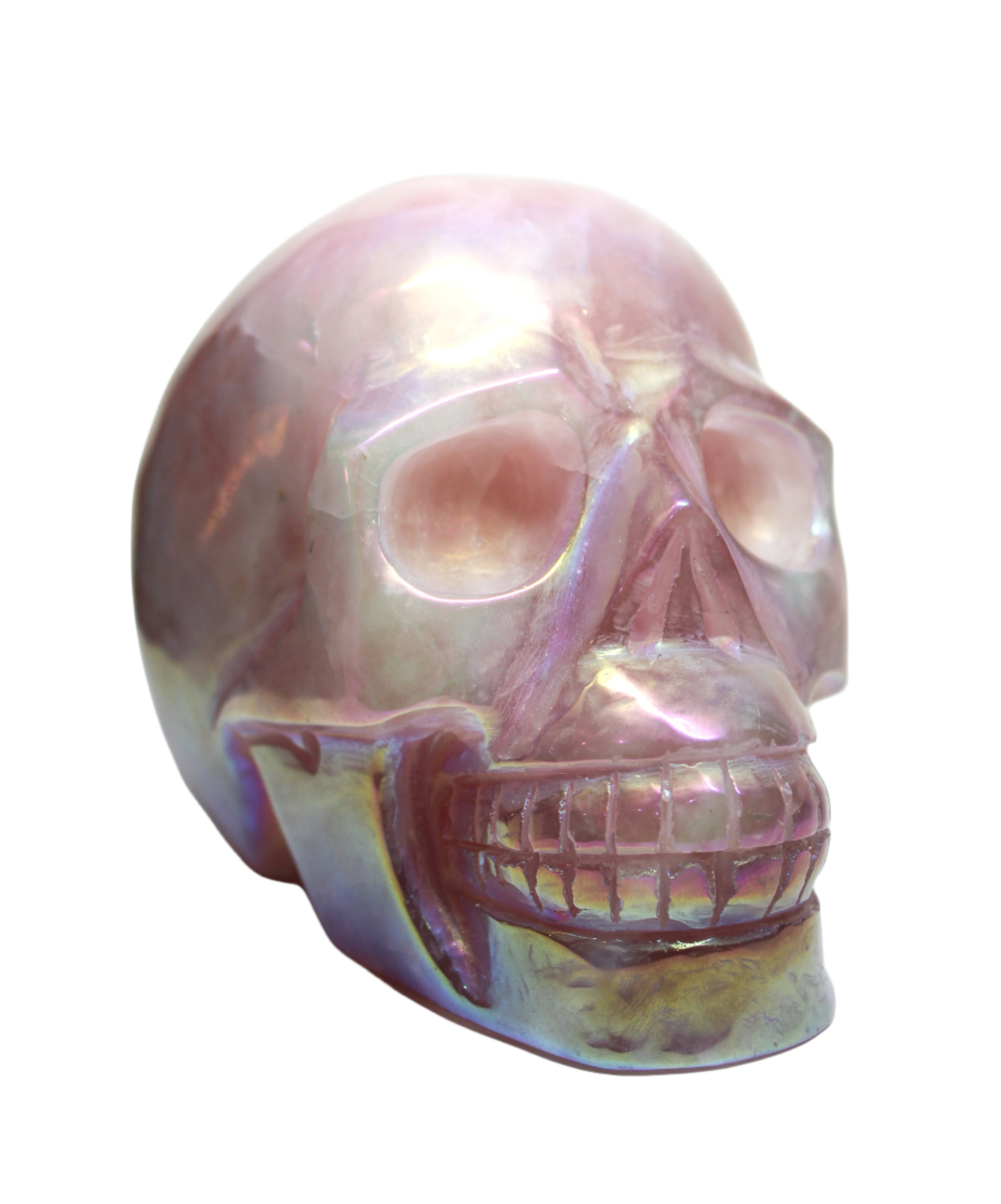 Rose Quartz Aura Skull